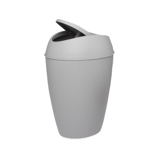 2.4 Gal Twirla Polypropylene Swing-Top Lid Bathroom Trash Can Garbage Can, Grey