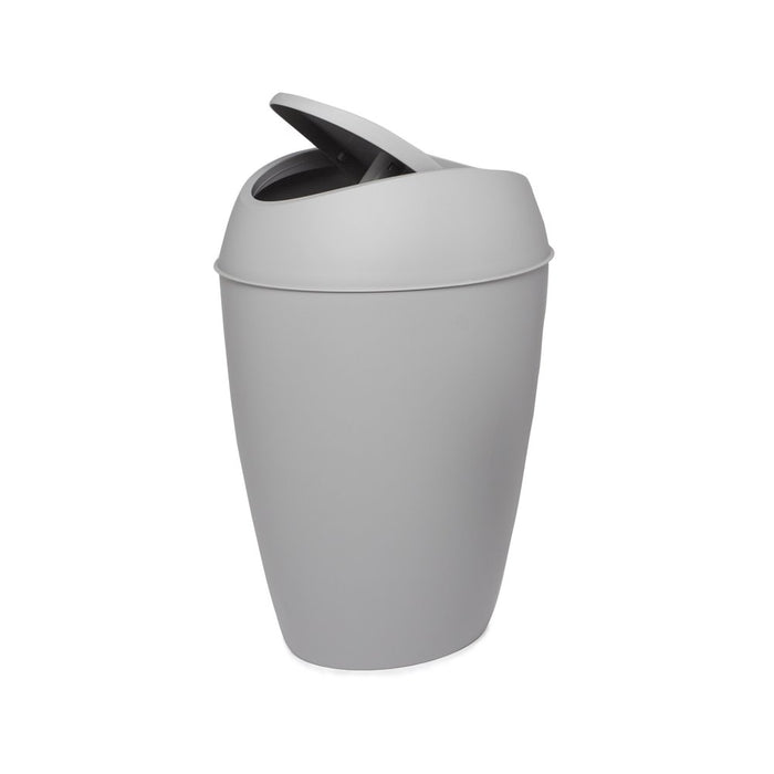 2.4 Gal Twirla Polypropylene Swing-Top Lid Bathroom Trash Can Garbage Can, Grey