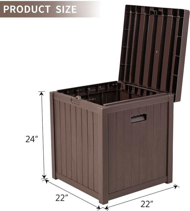 51 Gallon Square Outdoor Storage Deck Box Polypropylene Deck Box Container Patio Garden Furniture for Patio Cushions, Gardening Tools and Pool Toys (Brown)