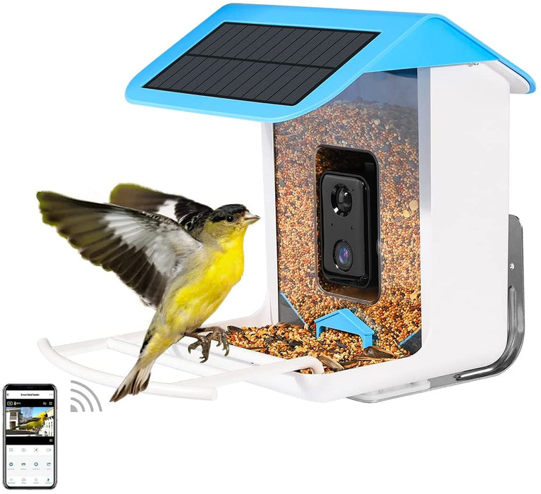Smart Bird Feeder with Camera, Bird House with Camera and Solar Roof, 1080P HD Camera Auto Capture Bird Videos & Notify and Built-In Microphone (Include 32G SD Card)