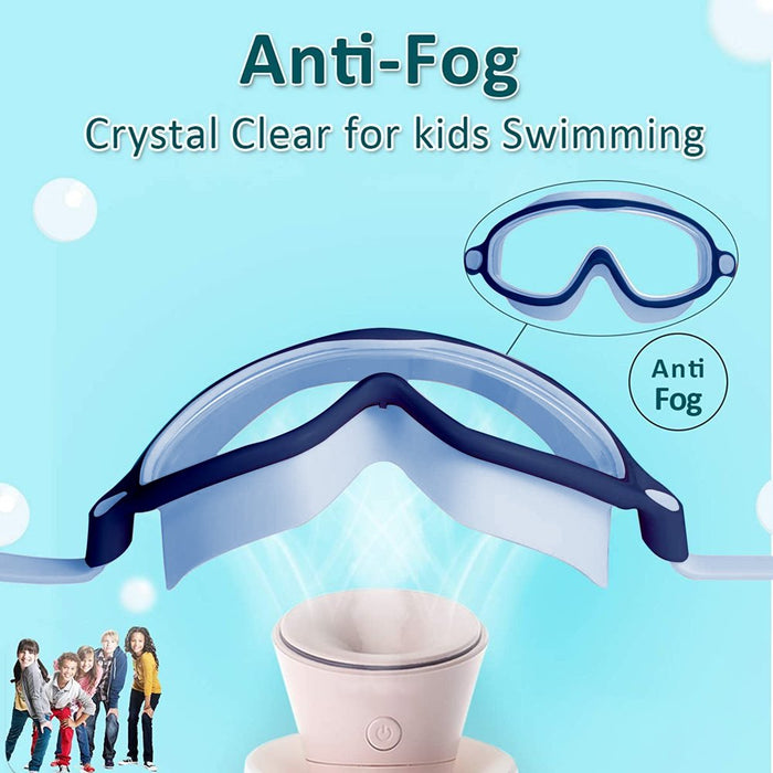 Kids Swim Goggles, Anti-Leak Anti-Fog Wide View Swimming Goggles for Boys Girls Children from 4 to 12 Years Old-Blue