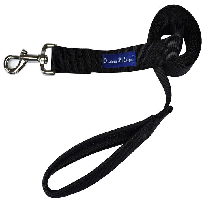 6Ft Dog Leash - Heavy-Duty Dog Leash with Padded Comfort Handle and Stainless Steel Fastener - Durable Dog Training Leash - 0.75 in Wide - Black Dog Leash