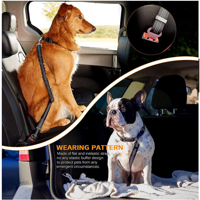 Dog Seat Belt, 2 Pack Adjustable Pet Car Seatbelt High Elasticity Bungee Safety Belt Connect to Dog Harness in Vehicle Car Trip for Small Medium Large Dogs Daily Use