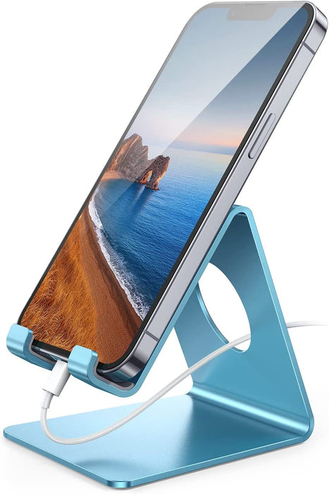 Cell Phone Stand, Desk Phone Holder Cradle, Compatible with Phone 12 Mini 11 Pro Xs Max XR X 8 7 6 plus SE, All Smartphones Charging Dock, Office Desktop Accessories - Silver