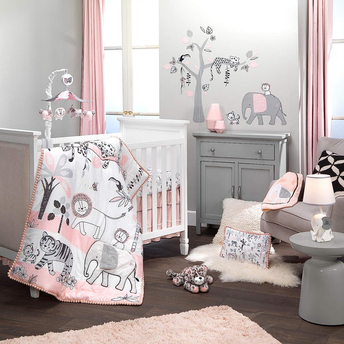 Happy Jungle White/Grey Elephant Nursery Lamp with Shade & Bulb