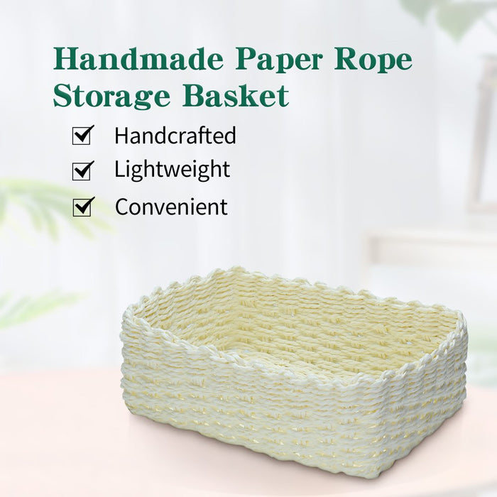 Wicker Basket Storage Basket 4PCS Woven Basket Handmade Paper Rope Bin Nesting Basket for Home Office Decor Bedroom