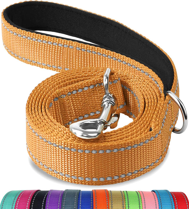 Double-Sided Reflective Dog Leash, 6 FT/5FT/4 FT, Padded Handle Nylon Dogs Leashes for Walking, Training Lead for Small & Medium Dogs, Gray, 5FT