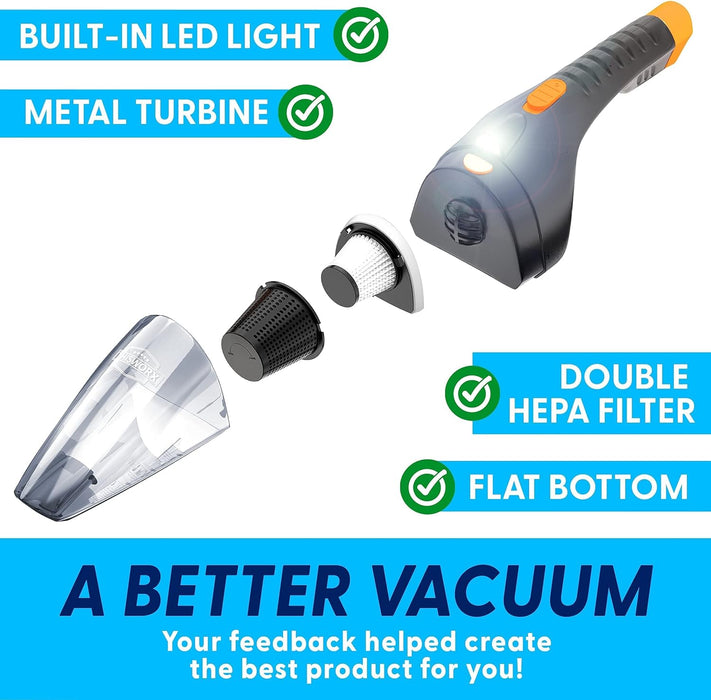 Thisworx Car Vacuum Cleaner 2.0 - Upgraded W/ LED Light, Double HEPA Filter, 110W High Suction Power