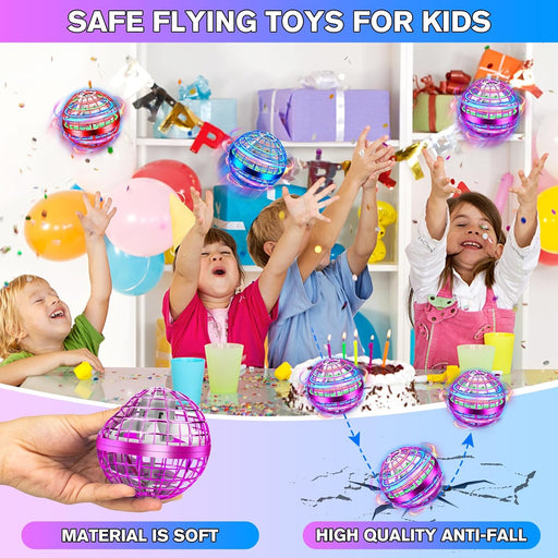 Flying Orb Ball Toys,Galactic Fidget Spinner for Kids,Magic Boomerang Spinner with Flashing LED Lights,Hand Controller Mini Drone for Kids Adults Outdoor Indoor,Cool Toys (Purple)