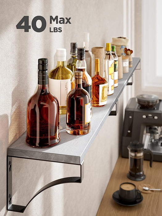 Floating Shelves Wall Mounted Set of 3, Rustic Wood Wall Shelves for Bedroom, Bathroom, Living Room, Kitchen, Laundry Room Storage & Decoration, Gray