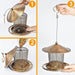 Squirrel Proof Bird Feeders, Cute Lantern Bird Feeder Roof Shaped, Heavy Duty Metal Wild Bird Feeder with Hook for Garden Yard outside Hanging Decor, 2Lbs Capacity - Bronzed