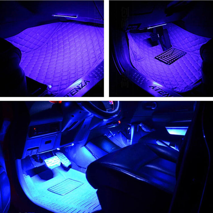 Car LED Strip Light,  4Pcs 36 LED Car Interior Lights under Dash Lighting Waterproof Kit,Atmosphere Neon Lights Strip for Car,Dc 12V(Blue)