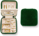 Plush Velvet Travel Jewelry Organizer Box | Travel Jewelry Case Small Jewelry Boxes for Women | Jewelry Travel Organizer, Jewelry Travel Case for Women | Earring Organizer with Mirror - Emerald Velvet