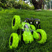 RC Stunt Cars Remote Control Car Double-Sided Driving 360-Degree Flips Rotating Car Toy, Green
