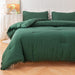 Dark Green Comforter Queen Set 3Pcs Boho Ball Pom Pom Bedding, Aesthetic Emerald Green Comforter Queen Sized Bed Set Forest Green Dark Green Bed Set for Women Men (1 Comforter 2 Pillowcases)