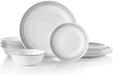 Vitrelle 18-Piece Service for 6 Dinnerware Set, Triple Layer Glass and Chip Resistant, Lightweight round Plates and Bowls Set, Indigo Speckle