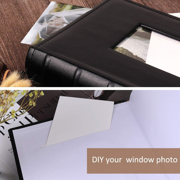 Photo Picture Album 4X6 300 Photos,Small Capacity Premium Leather Cover Wedding Family Photo Albums Holds 300 Horizontal Photos(Black)