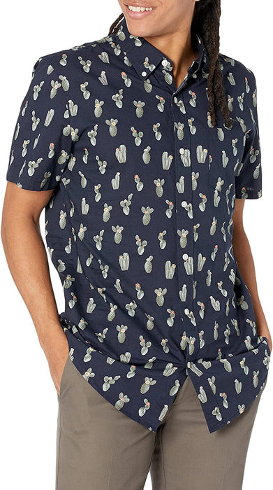 Men'S Standard-Fit Short-Sleeve Printed Poplin Shirt