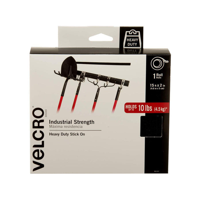 VELCRO Brand Heavy Duty Fasteners | 4X2 Inch Strips with Adhesive 8 Sets | Holds 10 Lbs | Black Industrial Strength Stick on Tape | Indoor or Outdoor Use (VEL-30703-USA)