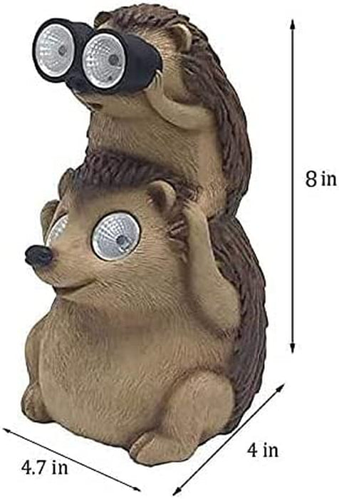 Garden Statues Hedgehog Yard Decor Solar Animal Outdoor Lawn outside Decorations Patio Ornaments Porch Waterproof Funny Sculptures Cute Figurines Gifts