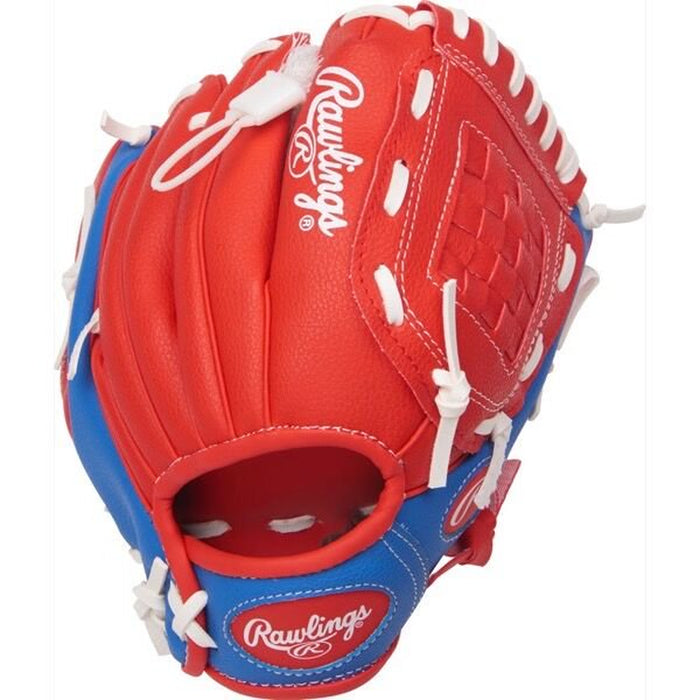 Rawlings Players Series Baseball Glove W/ Ball, 9.5 Inch, Red/Navy, Right Hand Throw