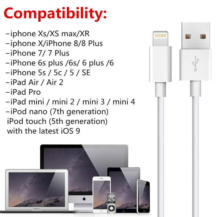Iphone Charger Lightning Cable Set, , 2X 10FT USB Cable, Compatible with Iphone13/12/11/ Xs,Xs Max,Xr,X,8,8 Plus,7,7 Plus,6S,6S Plus,Ipad Air,Mini/Ipod Touch/Case Charging Cord