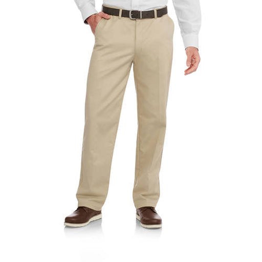 Men'S and Big Men'S Wrinkle Resistant Flat Front Twill Pants with Soil Release