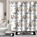 15-PIECE BATHROOM SET : 2-RUGS/MATS, 1 -FABRIC SHOWER CURTAIN, 12-FABRIC COVERED RINGS NON SLIP RUGS BLACK