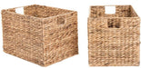 2 Decorative Hand-Woven Water Hyacinth Wicker Storage Basket, 16X11X11 Perfect for Shelving Units