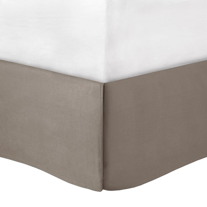 Comfort Spaces Cavoy Faux Silk 5-Piece Tufted Taupe Comforter Set with Bed Skirt and Decorative Pillow, King