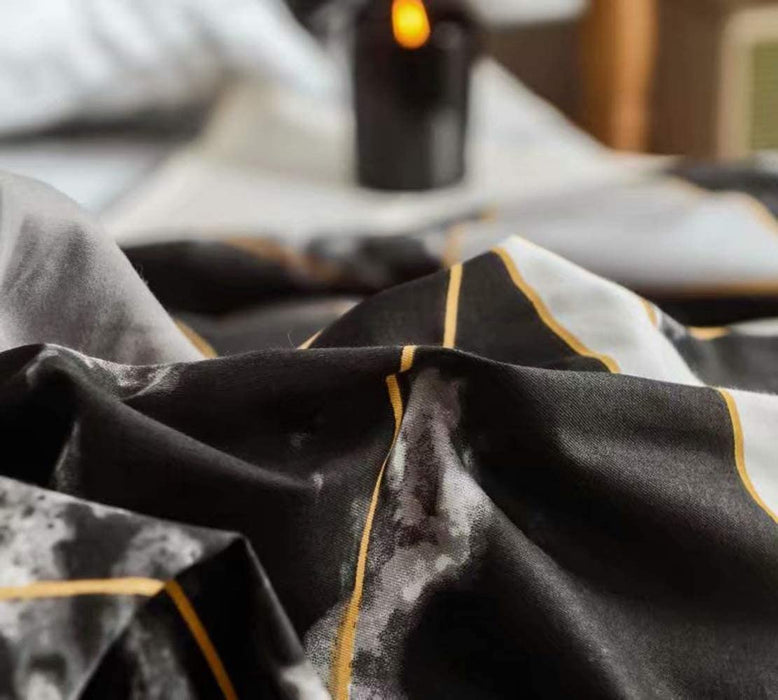 Black Marble Comforter Set Full Geometric Bedding Comforter Men Boys Bed Comforter White Grey Triangle Bedding Comforter 3Pcs Black Comforter Sets Full Size