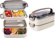 Stainless Steel Bento Box for Adults&Kids,Japanese Leakproof Lunch Box Divided Food Meal Storage Containers Set Stackable 2 Layer for Children School Picnic Blue