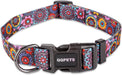 QQPETS Adjustable Soft Dog Collar: Print Flower Pink Multicolor Cute Patterns for XS Small Medium Large Pet Girl Boy Puppy Walking Running Training (M, Bone)