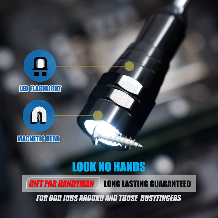 Extendable Magnetic Flashlight with Telescoping Magnet Pickup Tool-Cool Gadgets Gifts Idea & Christmas Stocking Stuffers for Men, Husband,Dad,Father,Mechanic,Tech,Handyman,Him Women