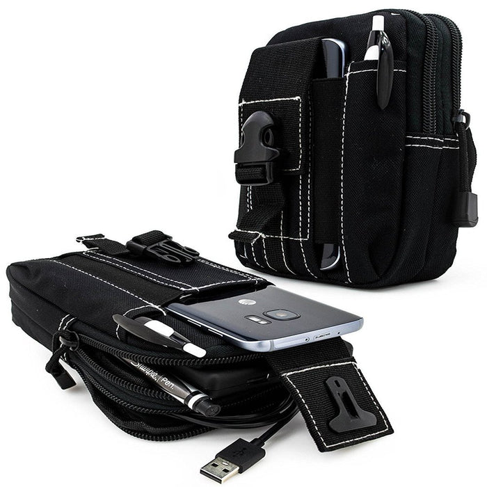For Apple Iphone 14, 14 Pro, 13, 13 Pro, 12, 12 Pro, 11 Pro, XS, X, 8, 7, 6S, 6, Tactical Cover Smartphone Holster EDC Security Pack Carry Case Pouch Belt Waist Bag Gadget Money Pocket - Black