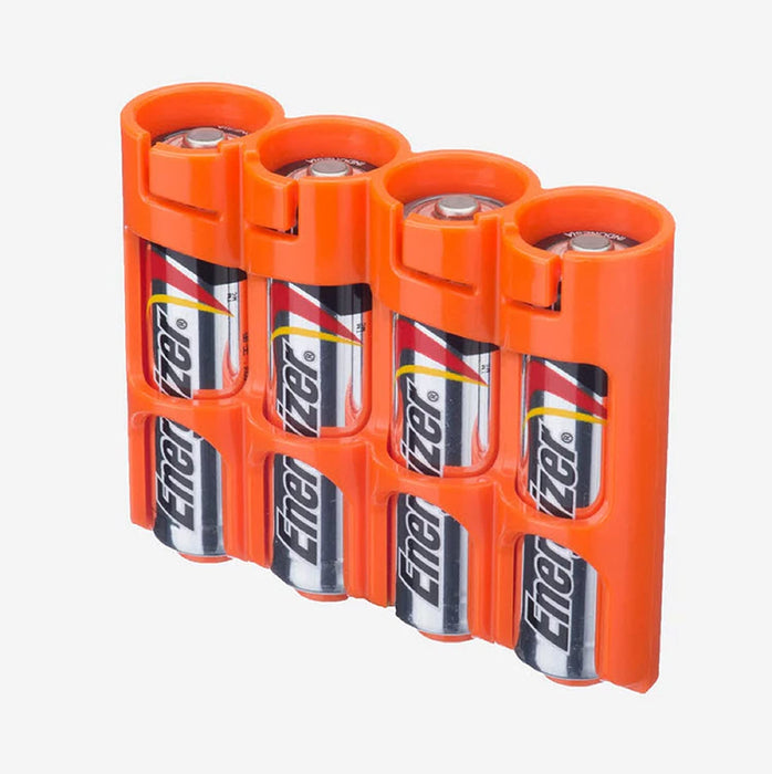 by Powerpax Slimline AA Battery Storage Container - Holds 4 Batteries, Orange (Pack of 1)