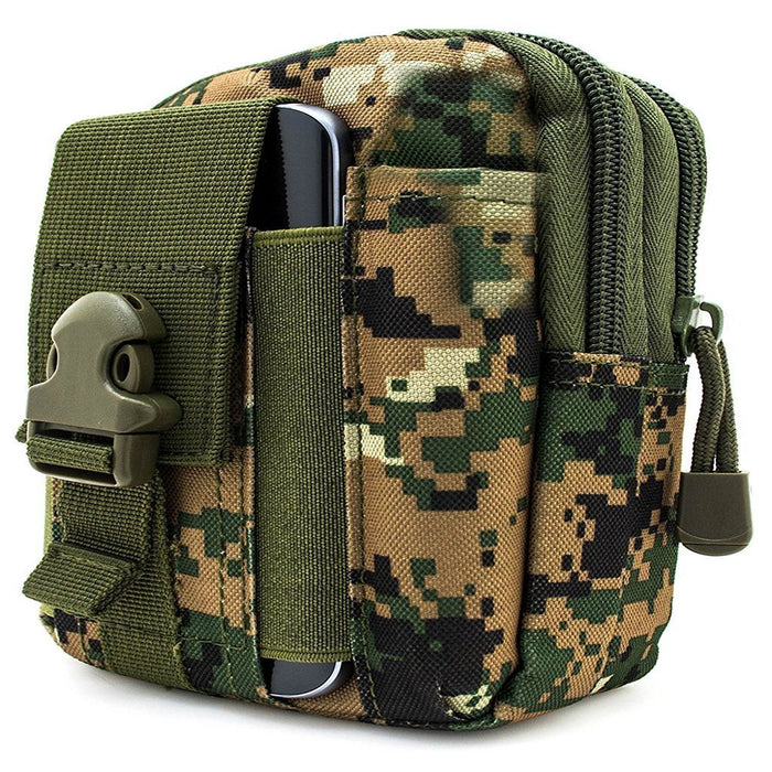 For Apple Iphone 14, 14 Pro, 13, 13 Pro, 12, 12 Pro, 11 Pro, XS, X, 8, 7, 6S, 6, Tactical Cover Smartphone Holster EDC Security Pack Carry Case Pouch Belt Waist Bag Gadget Money Pocket - Green Camo