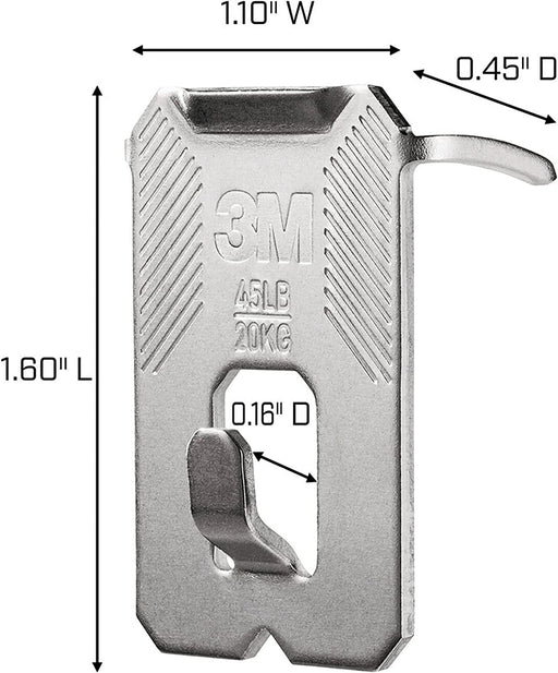 CLAW 3PH45M-4ESF Drywall Picture Temporary Spot, Holds 45 Lbs, 4 Hangers, 4 Markers/Pack, 4 Pack, Silver