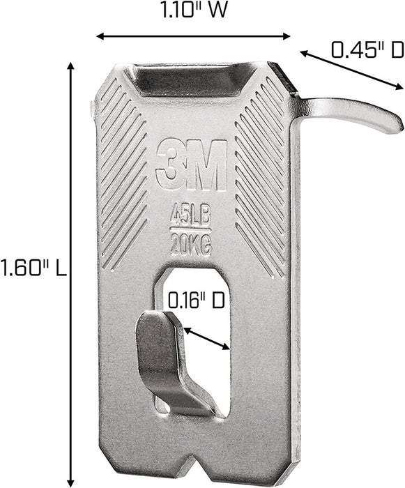 CLAW 3PH45M-4ESF Drywall Picture Temporary Spot, Holds 45 Lbs, 4 Hangers, 4 Markers/Pack, 4 Pack, Silver