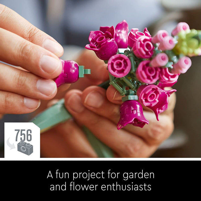 Icons Flower Bouquet 10280 Building Decoration Set - Artificial Flowers with Roses, Decorative Home Accessories, Gift for Him and Her, Botanical Collection and Table Art for Adults