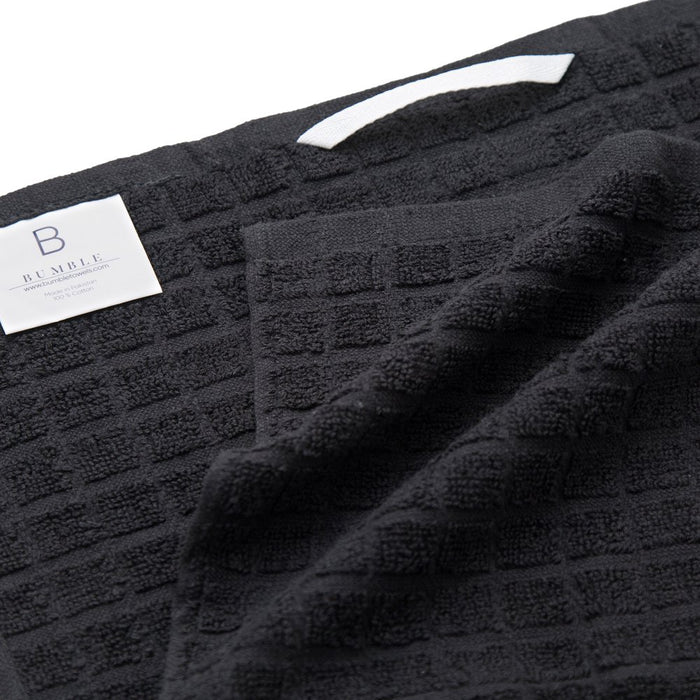 Premium Kitchen Towels (16”X 28”, 6 Pack) – Large Cotton Kitchen Hand Towels – Chef Weave Design – 380 GSM Highly Absorbent Tea Towels Set with Hanging Loop – Black
