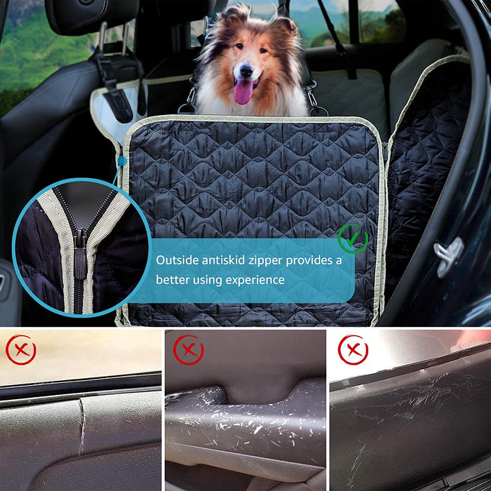 Dog Car Seat Covers for Back Seat Waterproof with Mesh Visual Window Durable Scratchproof Nonslip Dog Car Hammock with Universal Size Fits for Cars, Trucks & Suvs