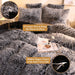 3 Piece Faux Fur Duvet Cover Set, Luxury Long Plush Fuzzy Comforter Cover Set, Ultra Soft Velvet Furry Bedding Set with 2 Pillow Covers, Zipper Closure, Queen Size, Black Ombre