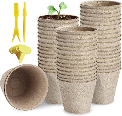 3”Seed Pots for Planting,50 Pack Seed Starter Peat Pots,Heavy Duty Thickened Peat Pots for Seedlings,Paper Pulp Peat Pot Organic Germination Starter Pots for Planting,Planting Cups for Seeds
