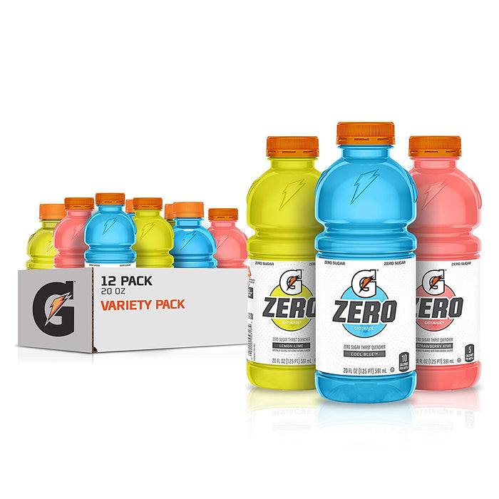 Zero Sugar Thirst Quencher, Cool Blue Variety Pack, 20 Fl Oz (Pack of 12)