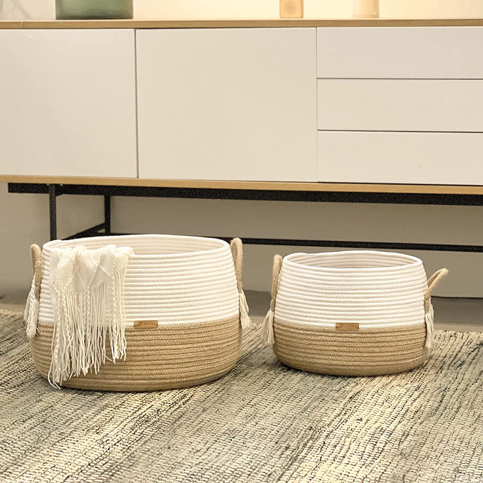 Large Basket for Toys-15.7"X 11.8"-Boho Baskets for Living Room,Bedroom,Nursery | Large Woven Baskets, Cube Basket, under Shelf Basket | Decorative Baskets for Home Decor