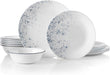 Vitrelle 18-Piece Service for 6 Dinnerware Set, Triple Layer Glass and Chip Resistant, Lightweight round Plates and Bowls Set, Indigo Speckle