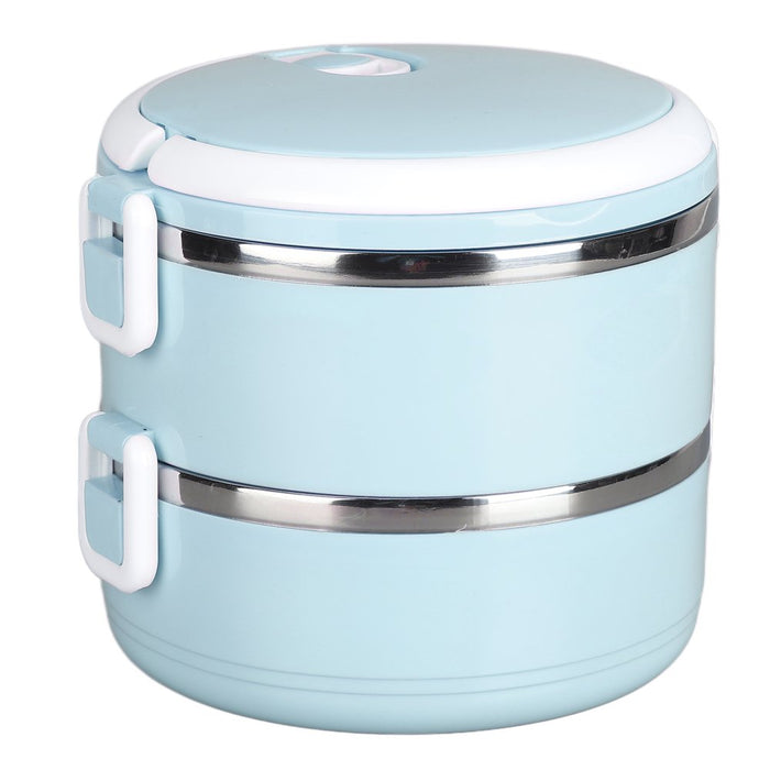 Stainless Steel Bento Box Lunch Box Container Thermal Stackable Lunch Box Compartment Portable Snack Box round Soup Container for Student Children Work, 2 Layer