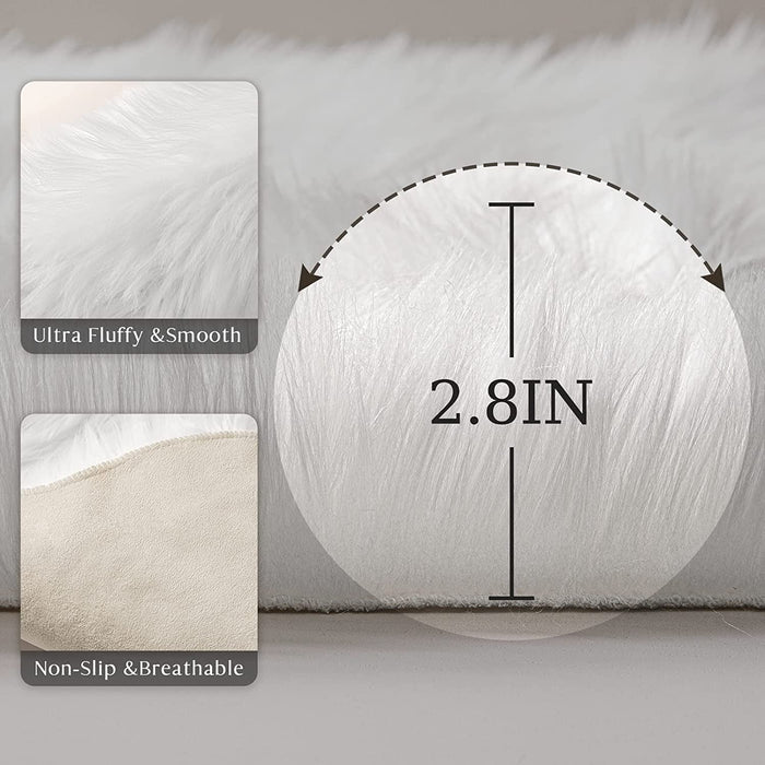 Ashler Faux Fur Rug, Fluffy Shaggy Area Rug Ultra Soft 2 X 6 Feet Sheepskin Fur Rug, Navy Blue Fuzzy Rug Machine Washable Shag Rug, Nursery Decor Throw Rugs for Bedroom, Kids Room, Living Room