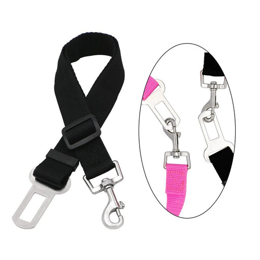 2Pcs Adjustable Pet Car Seat Dog Cat Auto Safety Leash Vehicle Seatbelt Harness (Black & Pink)
